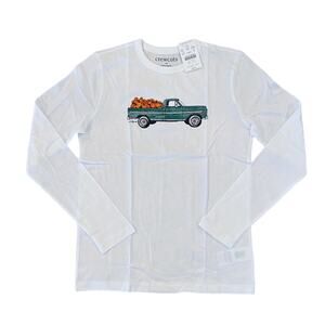 NWT J. Crew Boys' White Pumpkin Truck Fall Graphic Tee - SIZE L